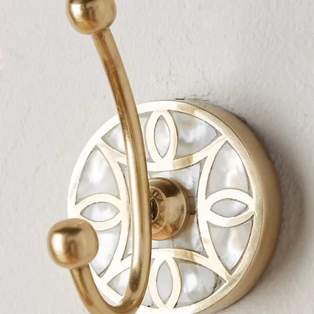 Anthropologie Launis Elegant Gold and White Wall Hook